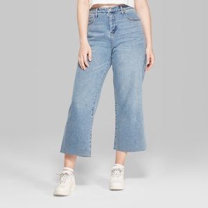 OU wide legged cropped high waisted jeans